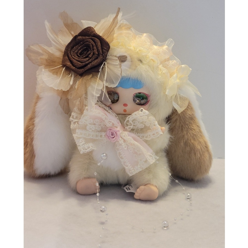 Kebidou Creamy Bunny Plush Art Doll Fleece Blossom Coquette Cream Brown